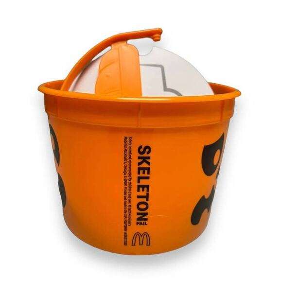 2023 McDonalds Boo Bucket Orange Pumpkin Skeleton Retro Halloween - Picture 2 of 3